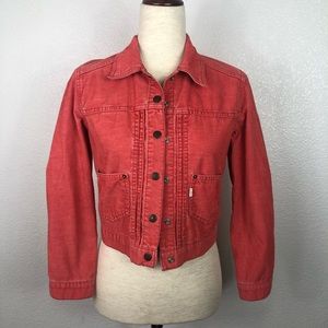 Levi's Rust Red Corduroy Crop Trucker Jacket